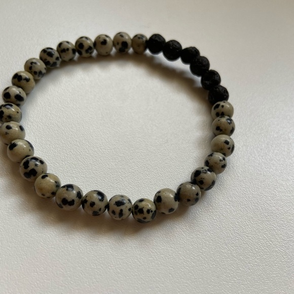 🌵4/$20 Lava Rock Bracelet Dalmatian Jasper - Picture 3 of 4